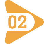 orange play button with the number one indicating the first step in a sequence or process for workflow or guidance