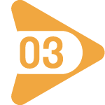 orange play button with the number three in it indicating a progression to the next step in a sequence